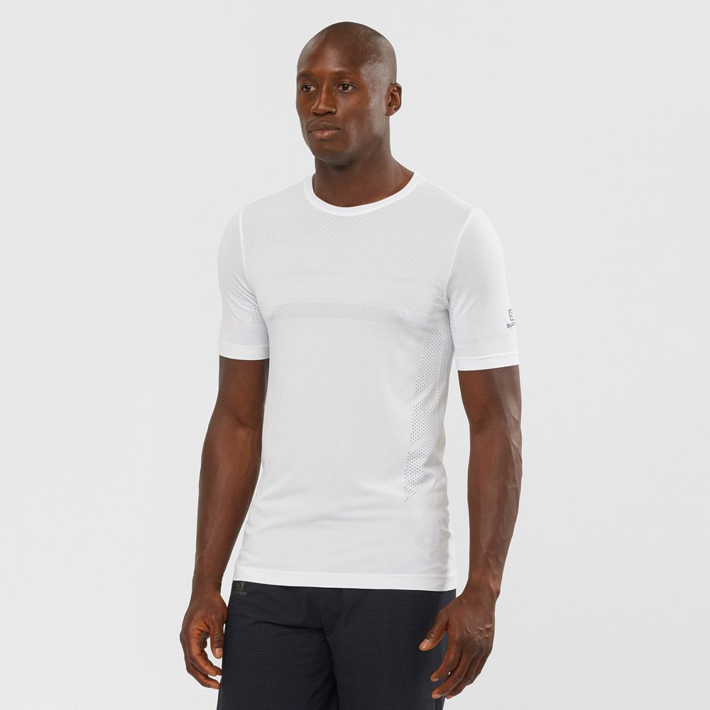 Salomon Singapore Mens T-shirts - SENSE SEAMLESS M White | 81746-NLDE